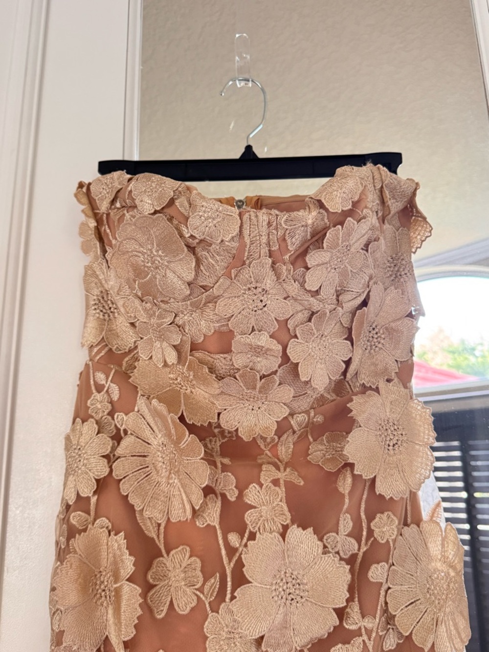 Strapless Floral Embroidered Maxi Jasmine Dress Gown in light Gold Bronx - Picture 5 of 10